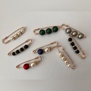 Pearl Various Color Gold Brooches, NWOT